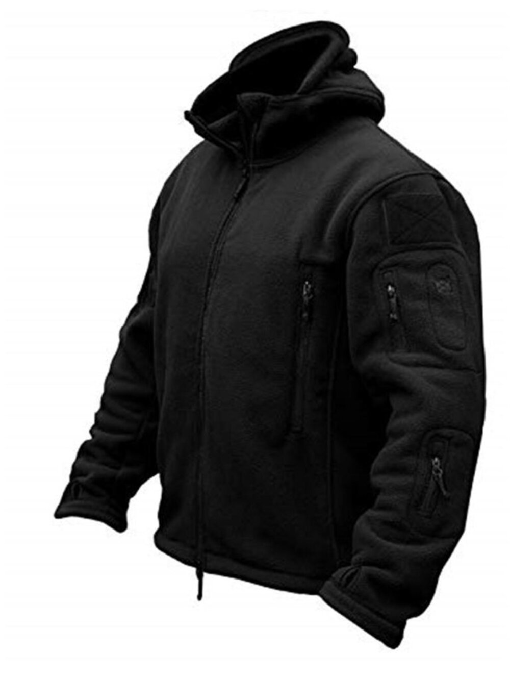 Mens Fleece Jacket Hooded Tactical Winter Coat Warm Windproof Hiking Camping